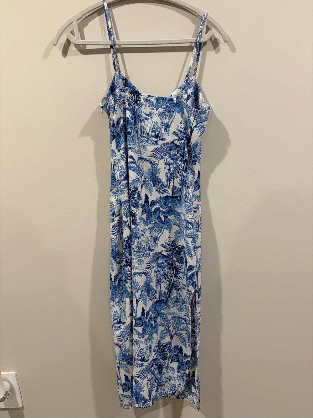 Cider Blue and White Palm-Print Spaghetti Strap Mini Dress - Picture 3 of 3